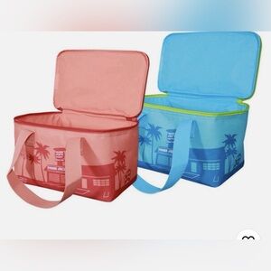 FOUR NWT Trader Joe’s Peach and Blue Insulated Lunch Bags